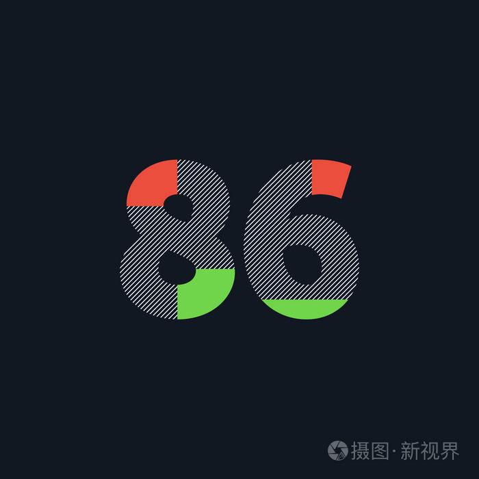 数字数字86数字标志图标几何企业身份矢量图