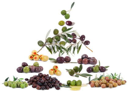 gollage白色背景下的孤立橄榄金字塔照片