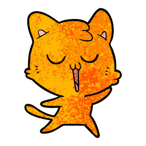 卡通猫唱歌的矢量插图