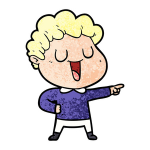 笑的卡通人物指着照片