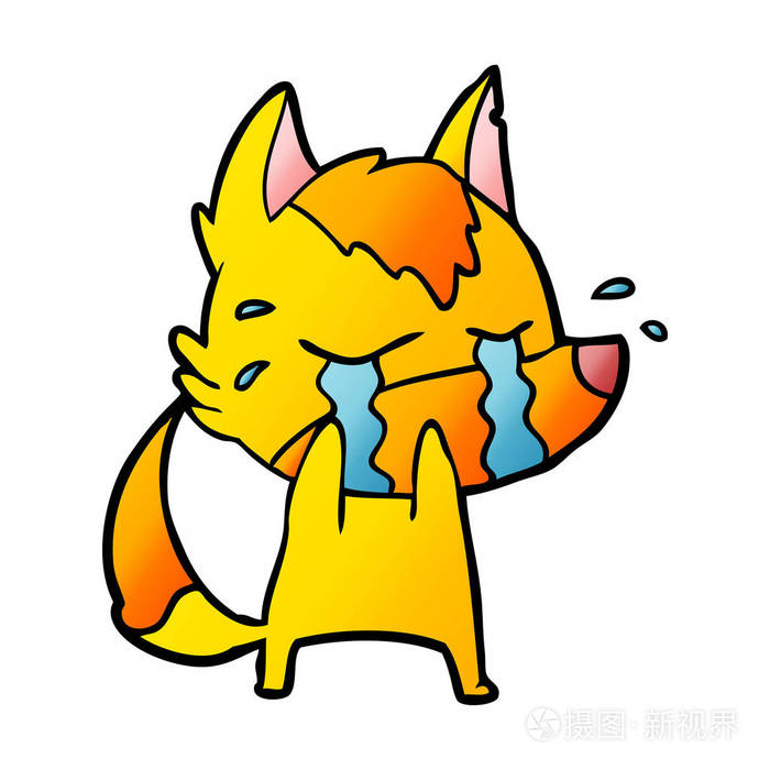悲伤的小狐狸卡通人物