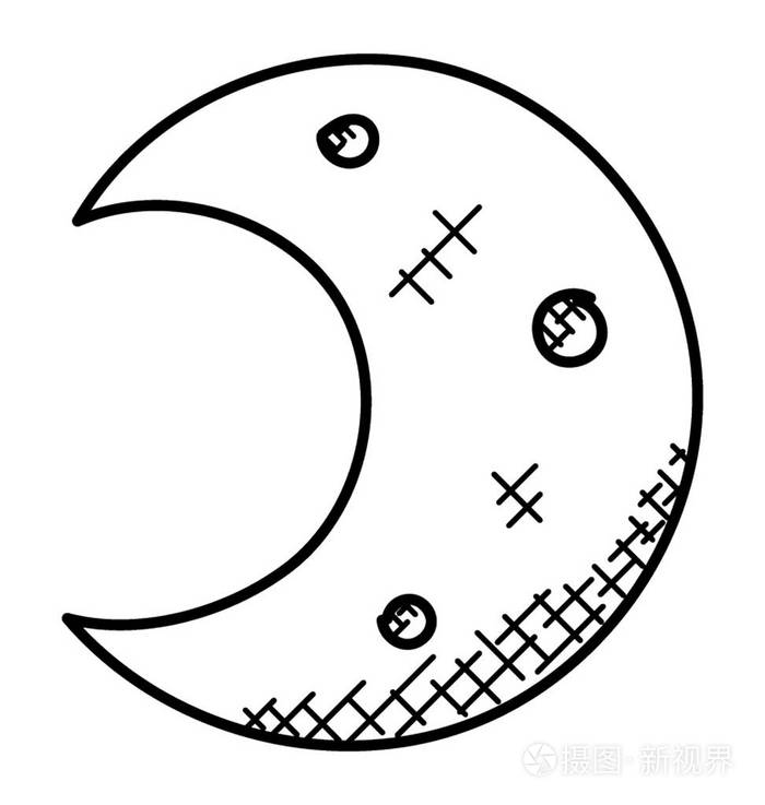 新月涂鸦图标插画-正版商用图片119t0h-摄图新视界