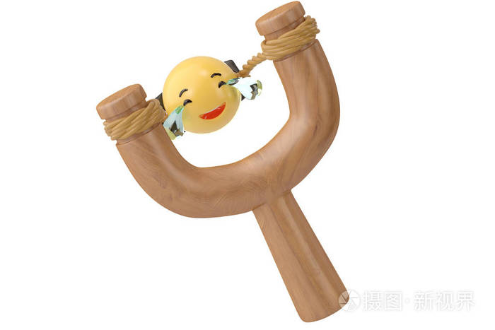 有趣的emoji表情和弹弓3d例证