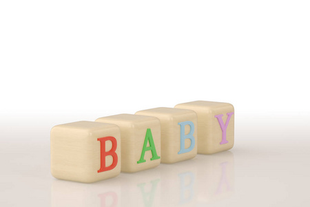 婴儿字母木块. 3 d 例证
