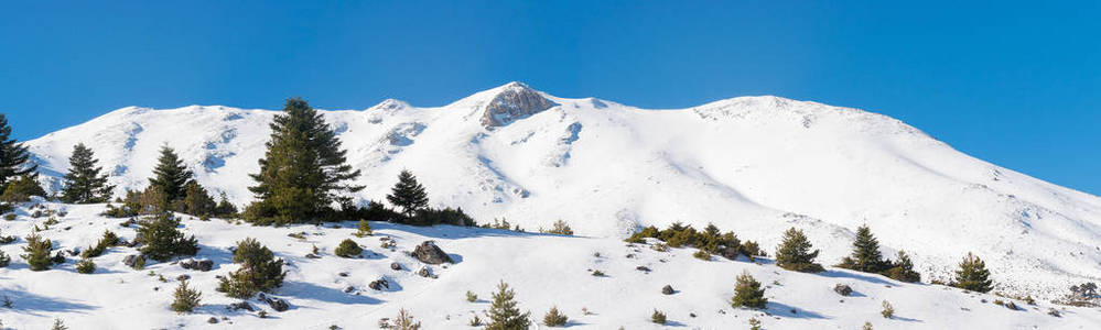 齐里亚滑雪胜地全景在特里卡拉科林斯在希腊。