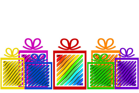 节日庆典贺卡设计用五颜六色的礼物 boxe