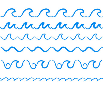 海水波矢量无缝边框设置。装饰波浪海