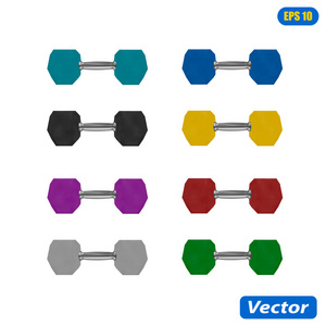 在白色背景照片逼真矢量插图上分离出哑铃