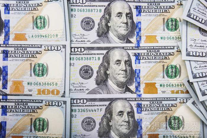 一堆美国纸币, 上面有总统画像.现金美元钞票, 美元背景图片