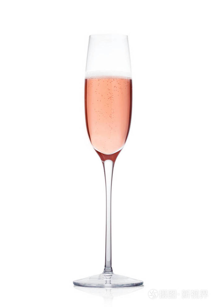玫瑰粉红香槟杯气泡分离