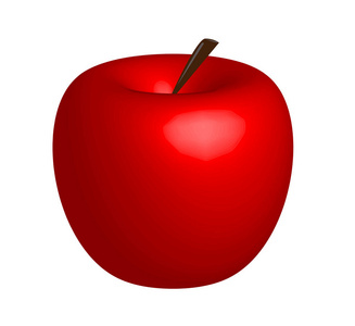 3d 苹果。白色背景红色苹果