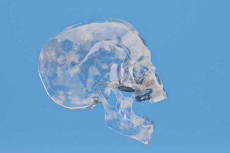 冰头骨在蓝色背景包括路径. 3 d 例证照片