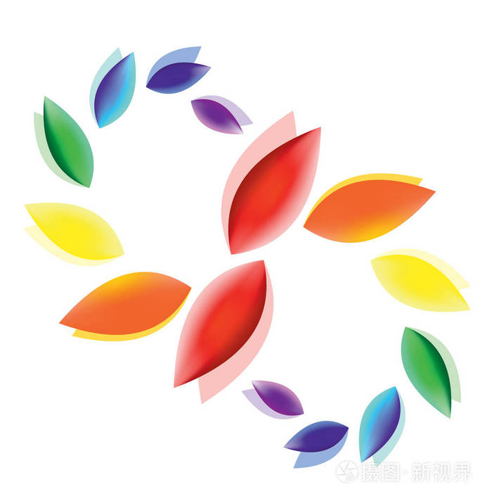 抽象的五颜六色的飞舞的花瓣纯洁和平爱与幸福的象征