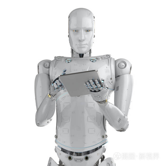 机器人在平板电脑上的工作照片 正版商用图片11abbr 摄图新视界
