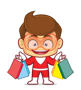 一个超级英雄卡通人物拿着购物袋照片