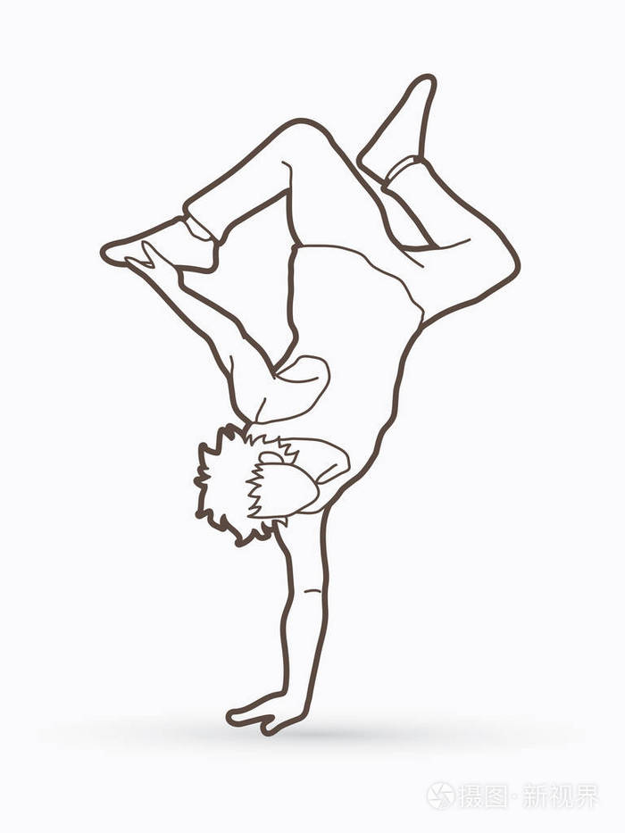 街头舞蹈男童舞蹈动作纲要图形矢量插画-正版商用图片11alrf-摄图新