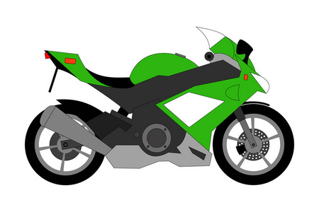 绿色赛车摩托车被隔离在白色背景上