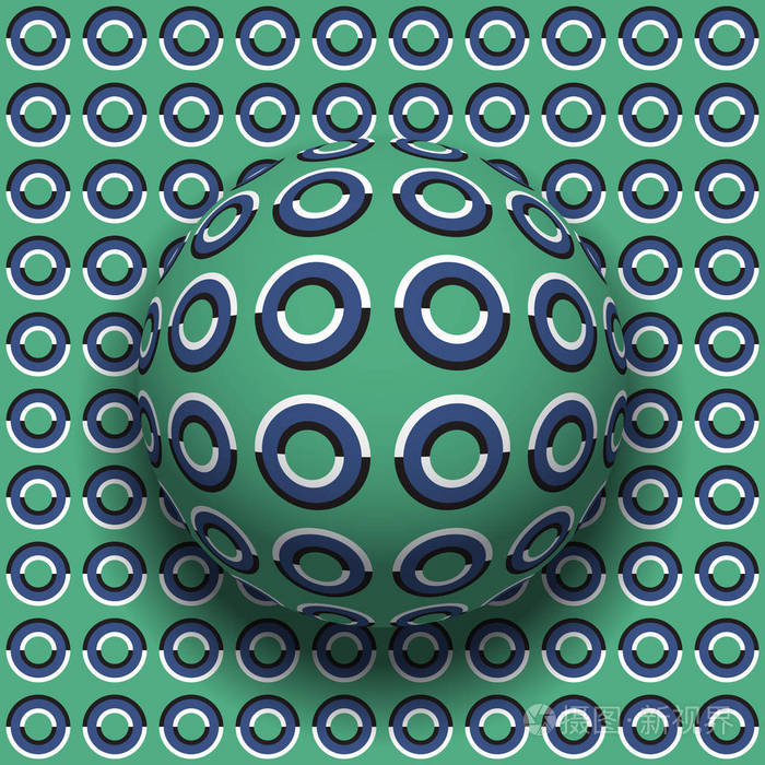 环形球面滚动沿同一表面.抽象矢量光学错觉例证.