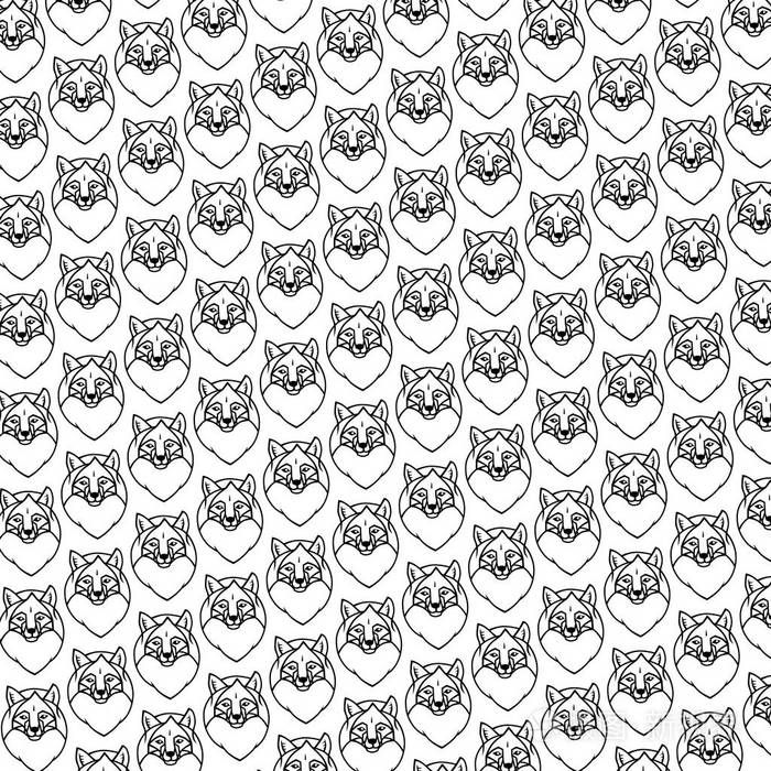 矢量黑白狐狸图案在纹身风格矢量黑白狐狸图案在白色背景上纹身风格