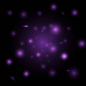 抽象的紫色天空背景与发光的星星矢量插图。 EPS10