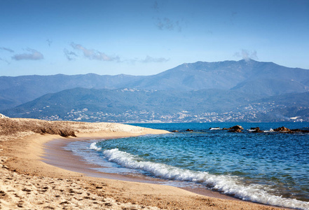 美丽的海景, 科西嘉岛的海岸, 国家银行