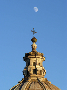 罗马意大利。 罗马市圣卢卡斯教堂和圣玛蒂娜教堂的穹顶