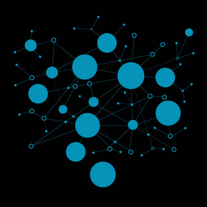 带网络分布式分类账技术概念的蓝圈矢量图设计