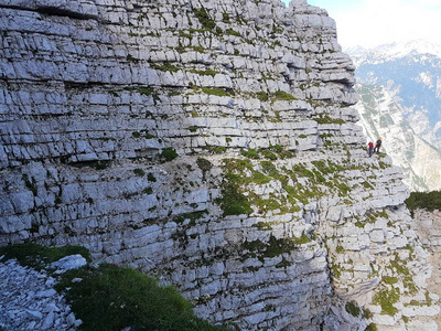 朱利安阿尔卑斯山崎岖地形的危险路径