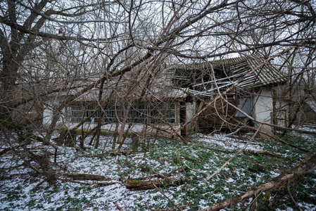 乌克兰切尔诺贝利禁区被遗弃的建筑