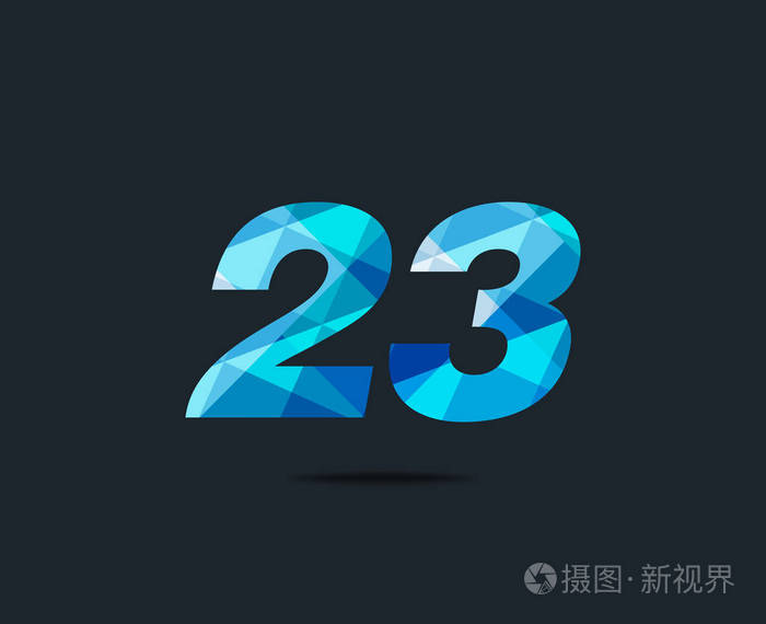 现代23数字数字标志图标几何企业身份矢量图
