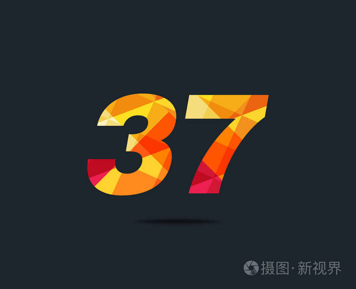 现代37数字数字标志图标几何企业身份矢量图