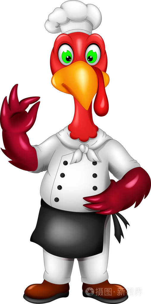 可爱的火鸡卡通微笑着站着挥手