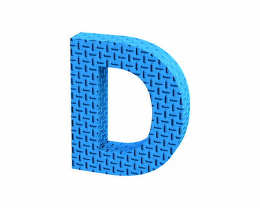 字体塑料蓝色 treadplate 大写 D 渲染