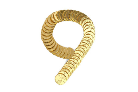 数字从被隔绝的金黄硬币在白色包括 clipp