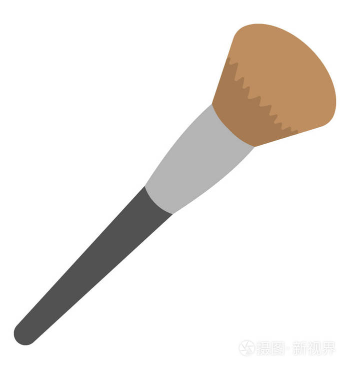 在颧骨上化妆时使用的歌舞刷子的平面图标描绘