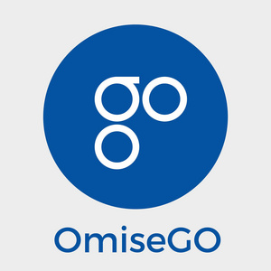 Omisego Omg blockchain 银行汇款和交换 cryptocurrency 矢量蓝色徽标