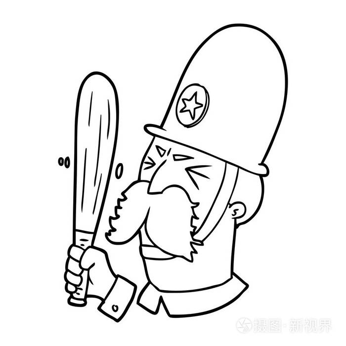 卡通警察挥舞着警棍插画-正版商用图片11bi7l-摄图新视界