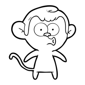卡通长声猴在白色上分离的矢量插图