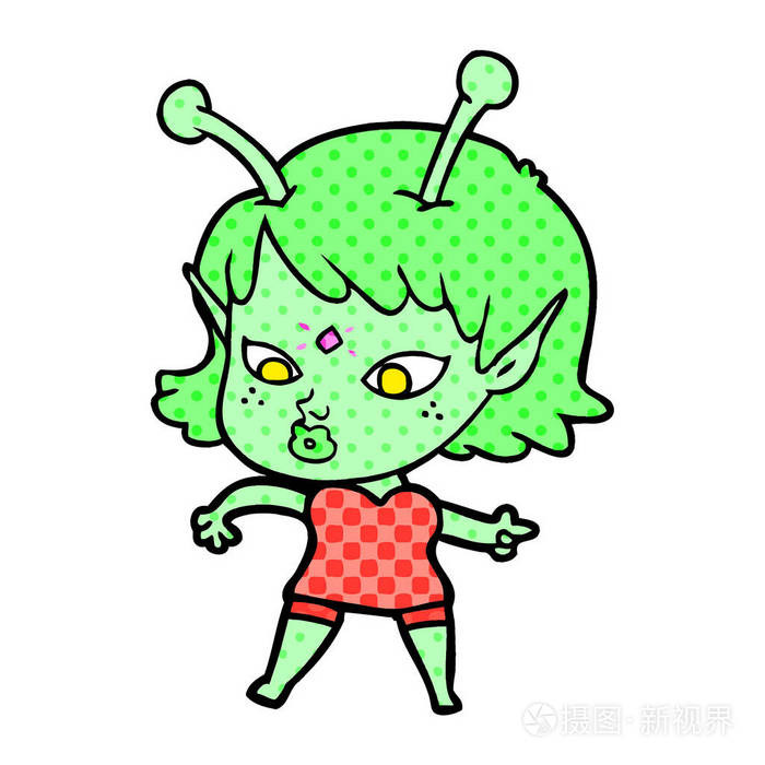 漂亮的卡通外星人女孩