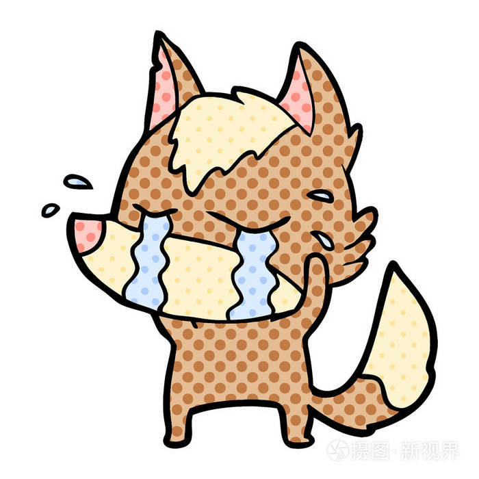 卡通哭狼矢量插图