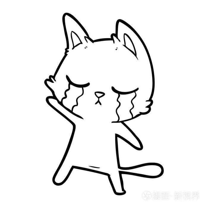 哭卡通猫的矢量插图插画-正版商用图片11bj9h-摄图新视界