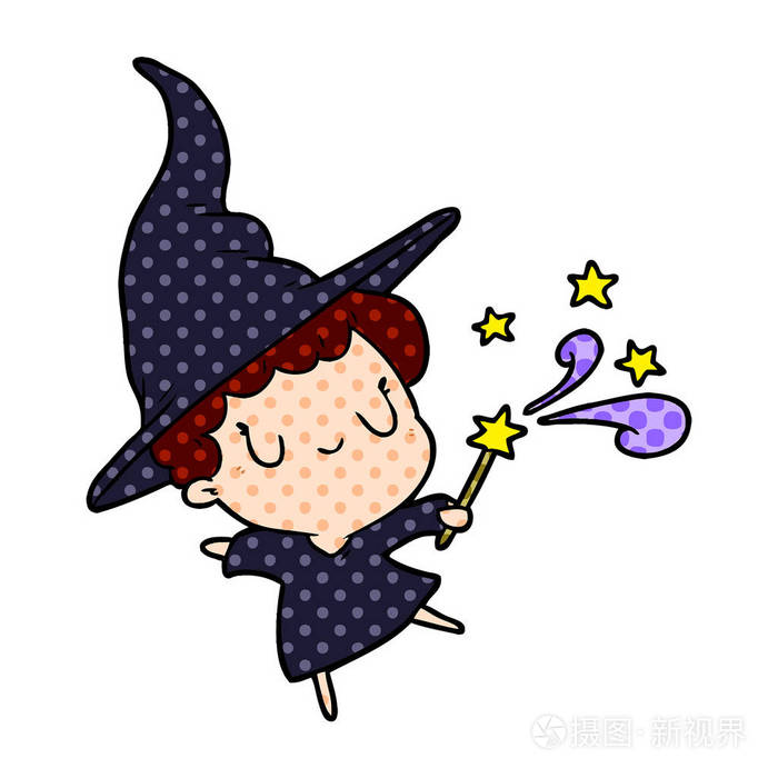 可爱的卡通女巫咒语