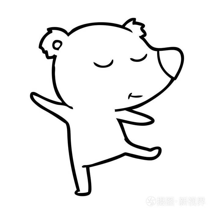 快乐的卡通熊跳舞插画