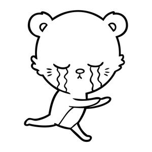 哭卡通熊的矢量插图