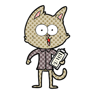 滑稽的卡通猫穿着衬衫和领带
