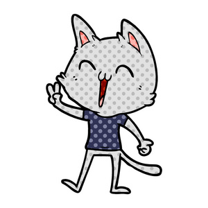 快乐的卡通猫喵喵叫照片