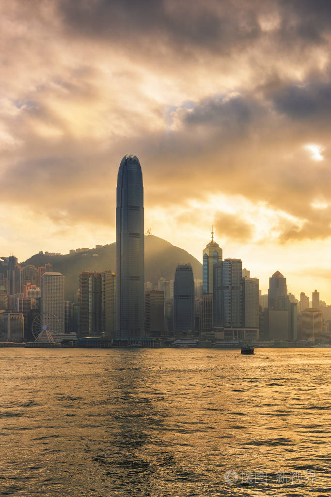 香港维多利亚港日落景黄金时段
