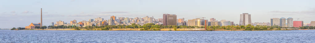 全景与 Gasometro 和 Guaiba 湖在日落, 阿雷格里港