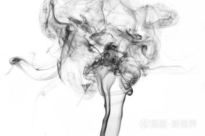 白色背景上黑色烟雾漩涡