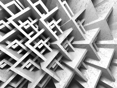抽象几何混凝土建筑背景..三维渲染图